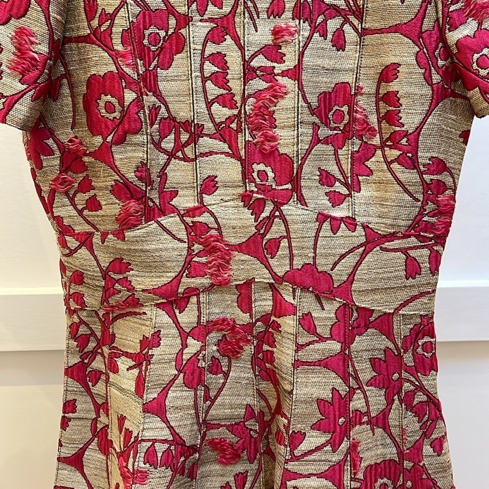VALENTINO Metallic jacquard tapestry midi dress gold and pink floral size 38 XS - Picture 4 of 10